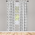 thumbnail image 3 of Ambesonne Horses Curtains, Doodle Equidae Pattern, Pair of 28"x95", Black White, 3 of 5