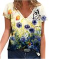 thumbnail image 1 of Moda mujer casual manga corta cuello redondo impreso tops sueltos blusa Pompotops hkajfhjk464675, 1 of 7