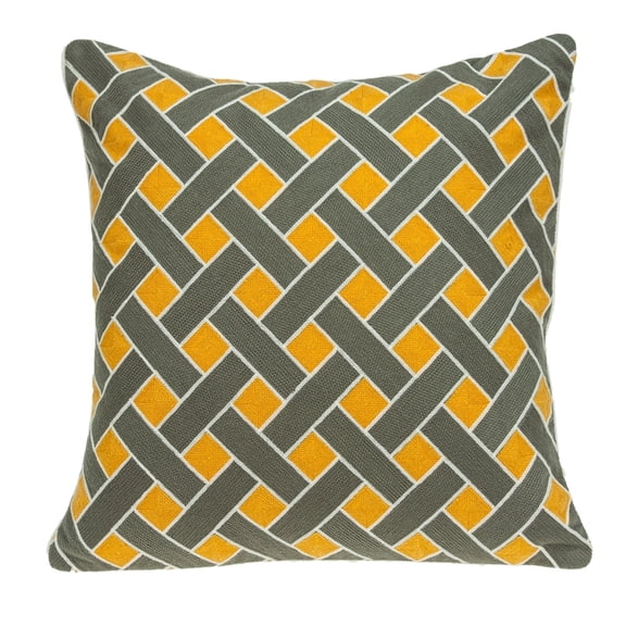 Parkland Collection Kain Gray and Orange Decorative Throw Pillow, 20 x 20 Cotton Square Pillow
