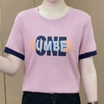 thumbnail image 2 of Women's Letter Print Round Neck Short Sleeve T-Shirt, 2 of 4