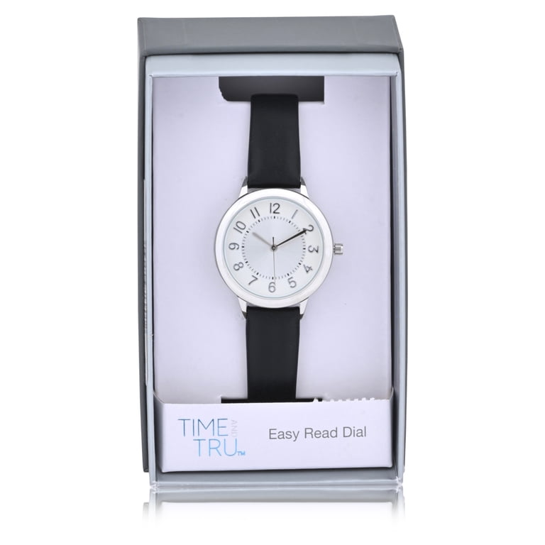 Time and Tru Women's Silver and Black Leather Watch photo 3