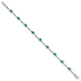 thumbnail image 3 of Auriga Fine Jewelry 10K White Gold Diamond and Emerald Bracelet 7" for Women, 3 of 5