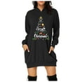 thumbnail image 2 of Merry Christmas Long Hoodies for Women 2025 Long Sleeve Xmas Tree Graphic Hooded Sweatshirt with Pockets Hoodie Dress, 2 of 6