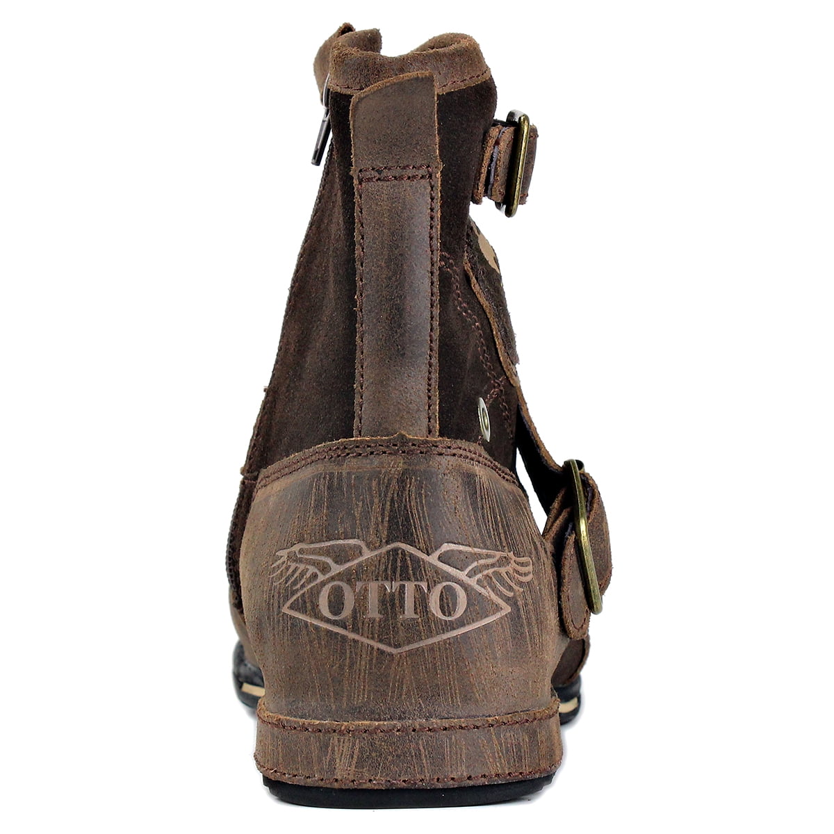 OSSTONE Moto Boots Chukka Boots for Men Fashion Zipper-up