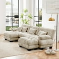 thumbnail image 2 of U Shaped Sectional Couches for Living Room, 133.8" Modular Sectional Sofa Cloud Couch with Ottoman, 3-Seater Modern Couch with Round Armrests 5 Pillows, Deep Seat Comfy Chenille Oversized Sofa, 2 of 9