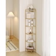 thumbnail image 4 of Corner Shelf Stand, Glass Bookshelf Bookcase, Bathroom Organizer, Plant Stand, Steel Frame, Tempered Glass, Modern Style for Living Room, Bathroom, Kitchen, 6-Tier Golden CS90600G, 4 of 18