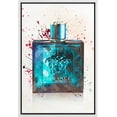 thumbnail image 3 of PixonSign Framed Wall Art Print Set Blue Paint Splatter Perfume Bottle Floral Fashion Mixed Media Modern Art Glam Closeup Fun Multicolor Ultra for Living Room, Bedroom, Office - 24"x36" White, 3 of 5