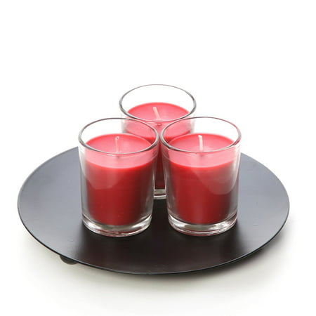 Hosley Premium, Highly Scented Set of 8, Apple Cinnamon, Essential Oils, Votive Candles in Clear Glass. Burns upto 12 hours each. Great Gift for Home, Patio,