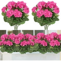 Morttic Artificial Red Geranium Silk Flowers Outdoor Plant Bush 2 Bundles Faux Flowers Geraniums for Outdoors Floral Home Decor Indoor Garden Patio Vase Grave Cemetary Table Centerpieces Decor