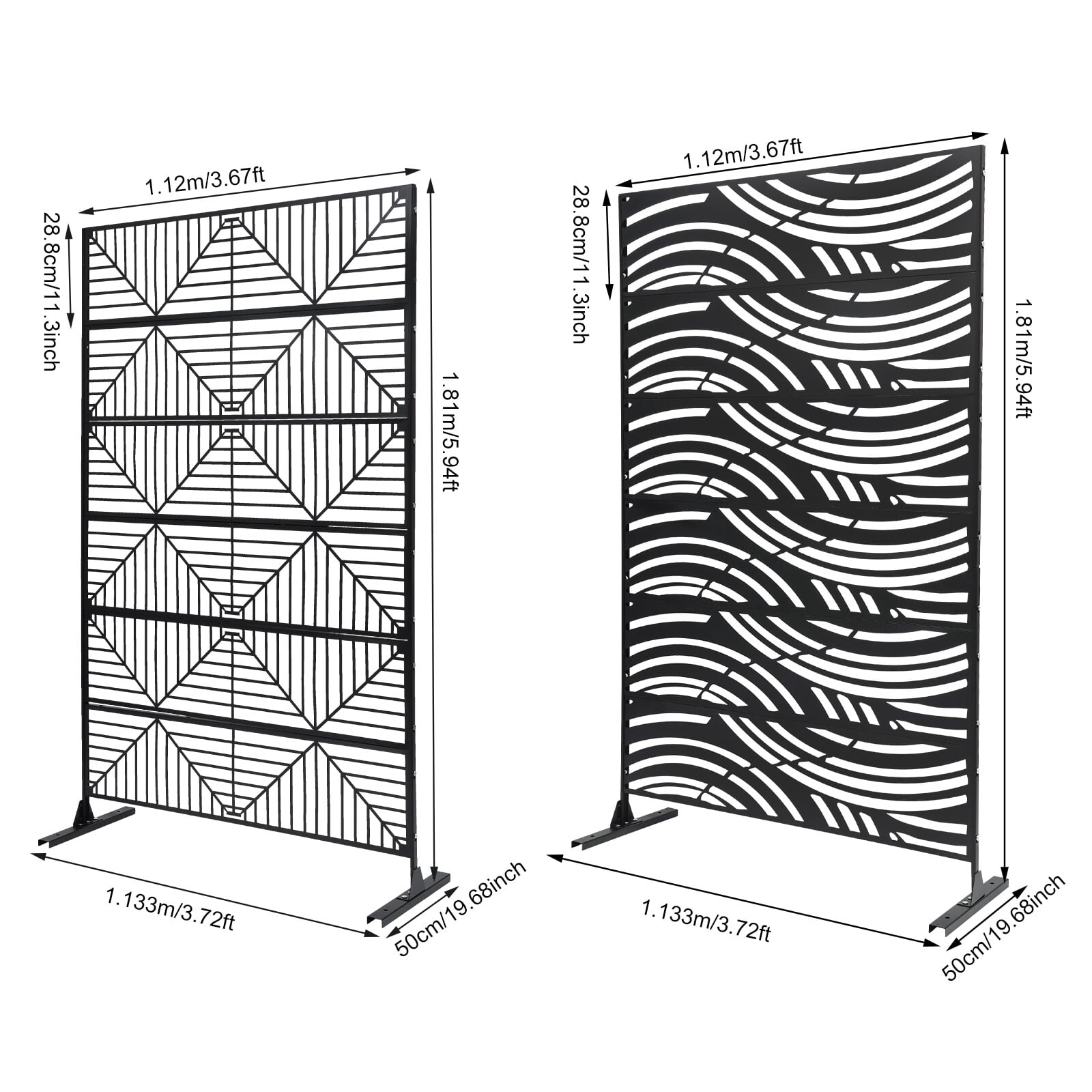 Garden Yard Decorative Fencing Screen Wall Ornamental Metal Garden Gates Panels 113.3*50*181cm for Balconies, Courtyards, Gardens