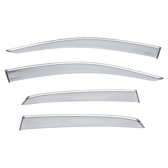 Wellvisors Side Window Visors Deflectors Rain Guards With Chrome Trim for 2017-2021 Honda Civic Hatchback 3-847HD035