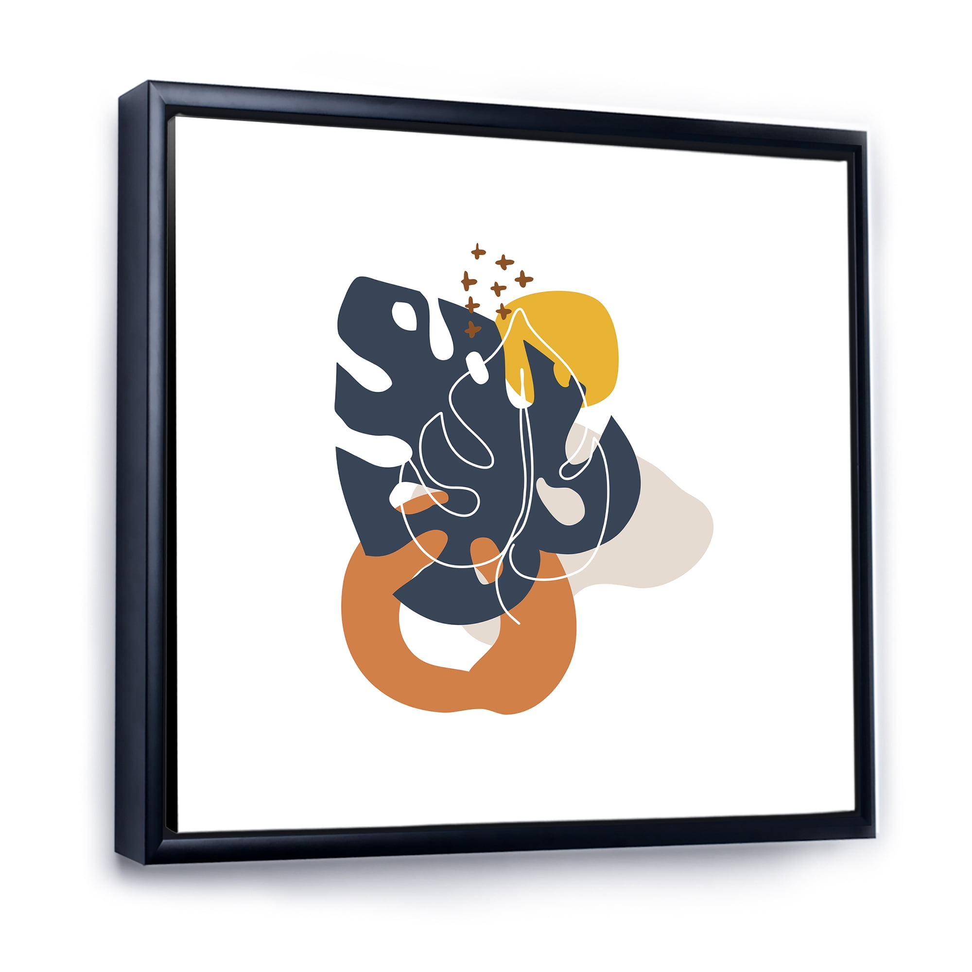 Designart 'Abstract Minimal Shapes Under Flowers IX' Modern Framed Canvas Wall Art Print