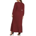 thumbnail image 2 of Mengpipi Women's Plus Size Casual Long Sleeve Crewneck Dress Flowy Tiered Loose Maxi Dress with Pockets 1X-5X, 2 of 6