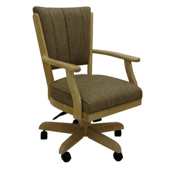 Swivel Wood Dining Caster Chair Classic on Wheels in Beige