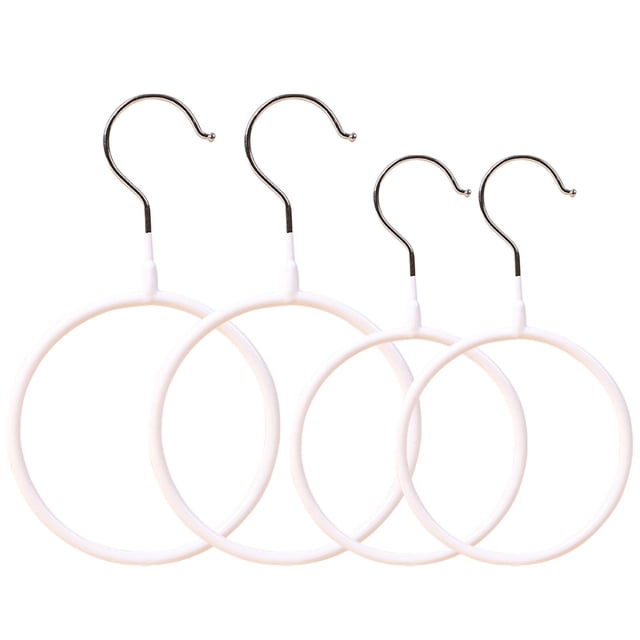 FRCOLOR scarf rack Stainless Steel Scarf Rack with Smooth Silicone Rings for Home Use White 4pcs,9.06"X4.72"X0.39"