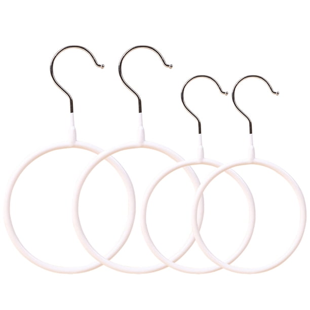 Organizador de bufandas con anilla metálica para colgar corbatas, 4 unidades, para guardar chales, corbatas, cinturones y bufandas.