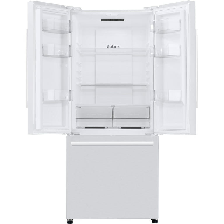 Galanz GLR16FS2D08 3 French Door Refrigerator with Bottom Freezer & Adjustable Thermostat, 16 Cu ft, Stainless Steel