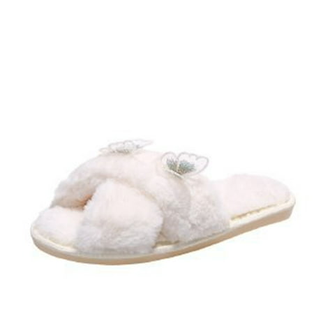 

Lolmot Women s Cross Band Slippers Fuzzy Soft Memory Foam House Slippers Plush Furry Warm Cozy Open Toe Fluffy Home Shoes Comfy Indoor Outdoor Slip On Breathable Slippers