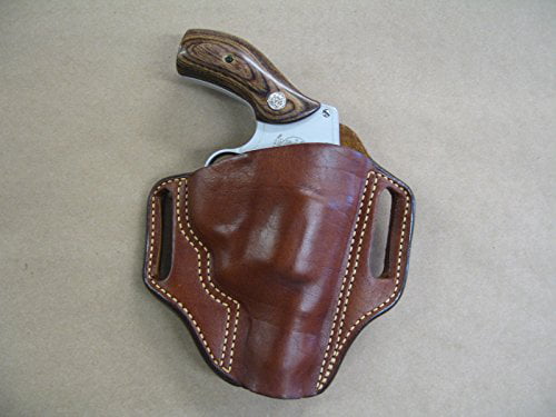 S&W 442 Ambidextrous OWB Belt Slide Leather Holster Brown 