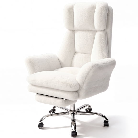 Patbrela Big and Tall Office Chair, Cloud Plush Swivel Desk Chair with 6-Level Adjustable Armrests, Home Ergonomic Executive Office Chair for Work, Gaming, Beige