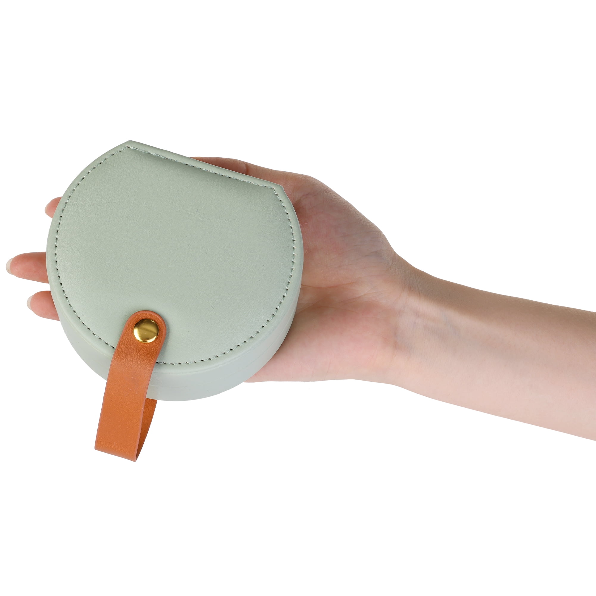 Unique Bargains Jewelry Box Small PU Leather Jewelry Organizer Case Storage Display Holder Light Green