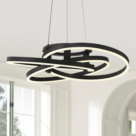 

Possini Euro Design McKenna Sanded Black Pendant Light 26 1/2 Wide Modern Ribbon LED Fixture for Dining Room House Kitchen Island