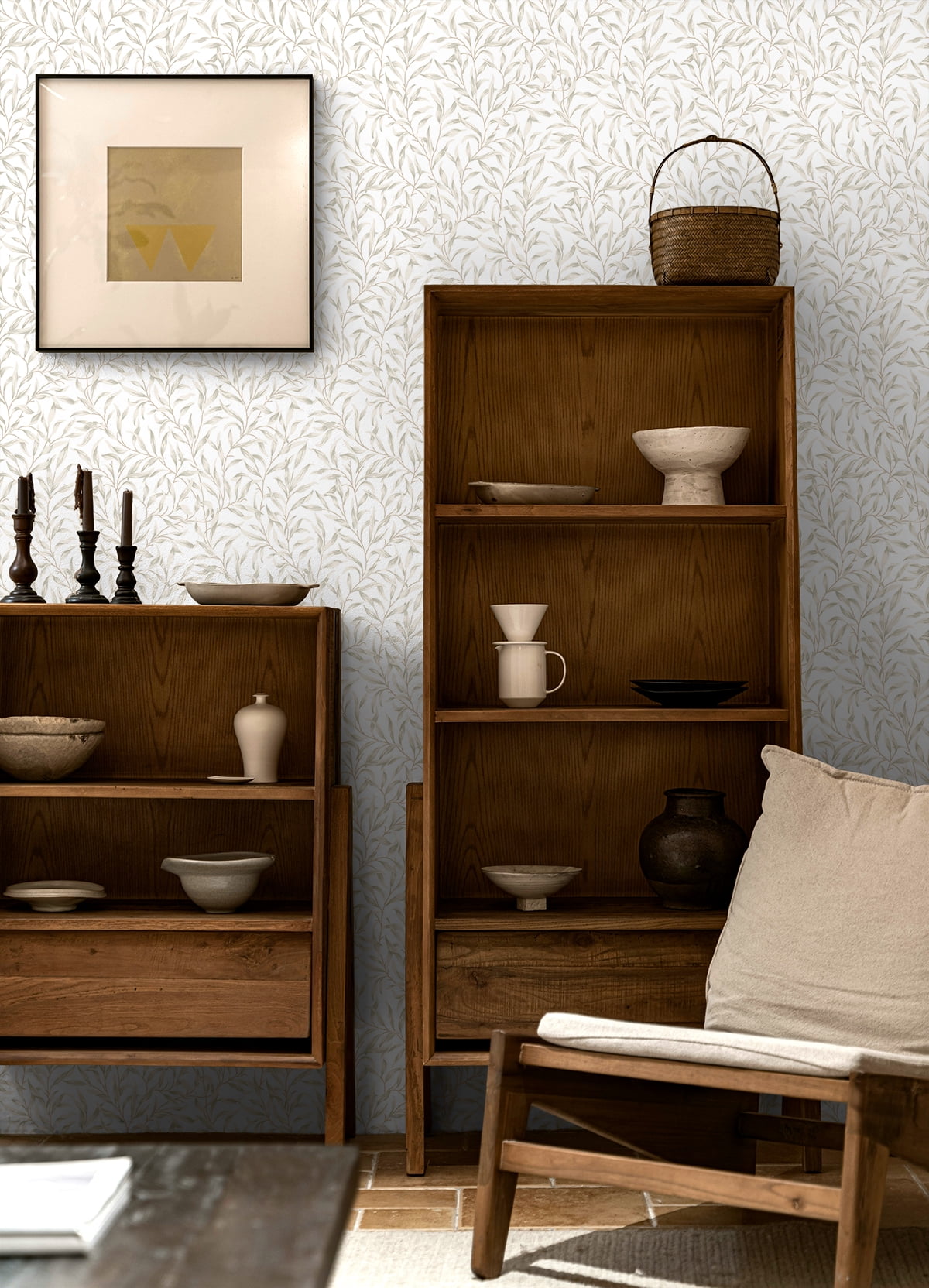 Seabrook Designs Neutral Willow Trail Prepasted Wallpaper - 20.9 in. W. x 33 ft. L. Roll
