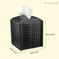 thumbnail image 2 of Tissue Box Cover PU Leather Tissue Holder Square Facial Tissue Case Facial Paper Organizer Dispenser for Bathroom, Vanity Countertop, Tabletop, Car. Durable, Easy Refill, Woven Design (Black 2 Pack), 2 of 6