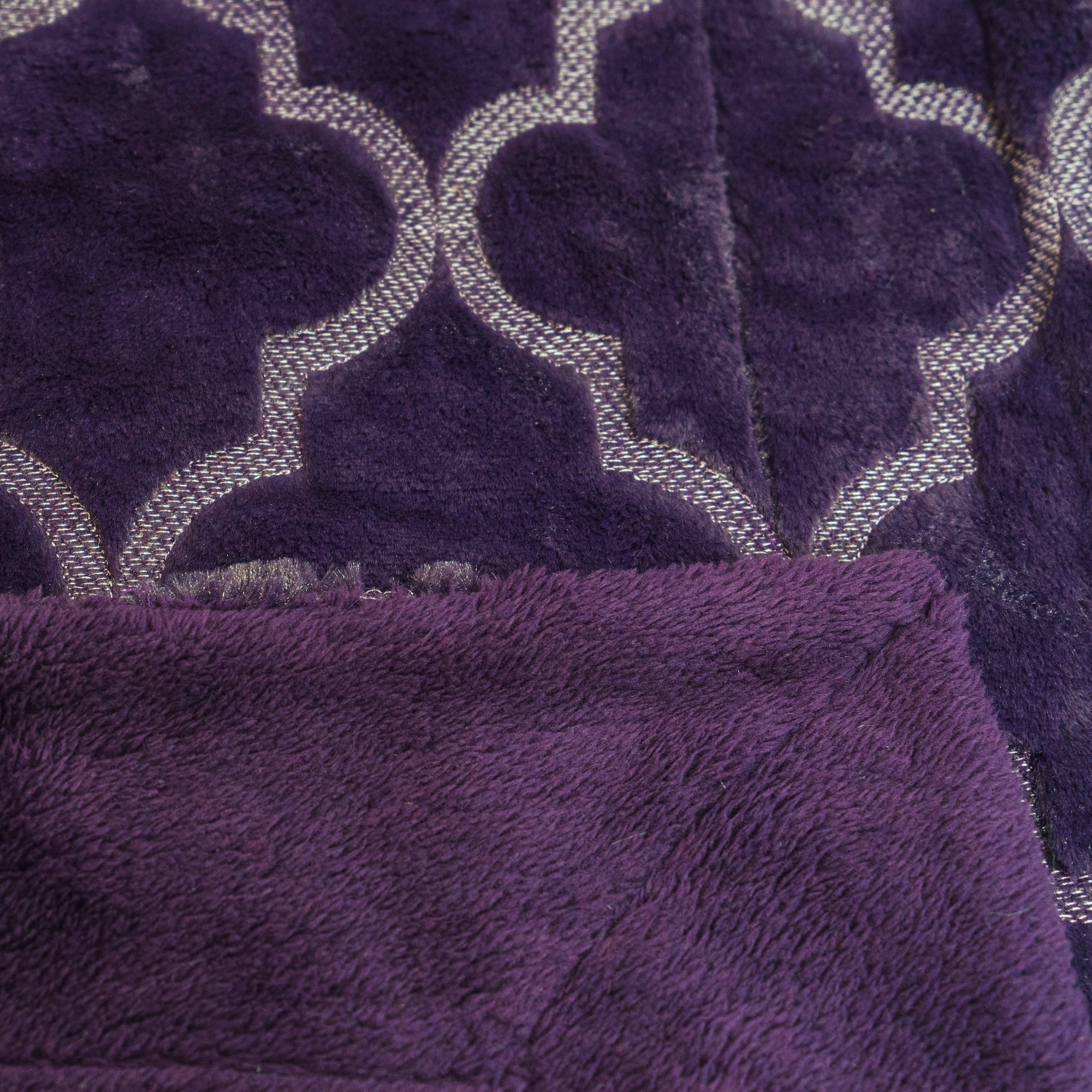 Home Soft Things Ogee Tatami Faux Fur Throw & Pillow Cover Combo Set - Blackberry - 50" x 60"/18" x 18"