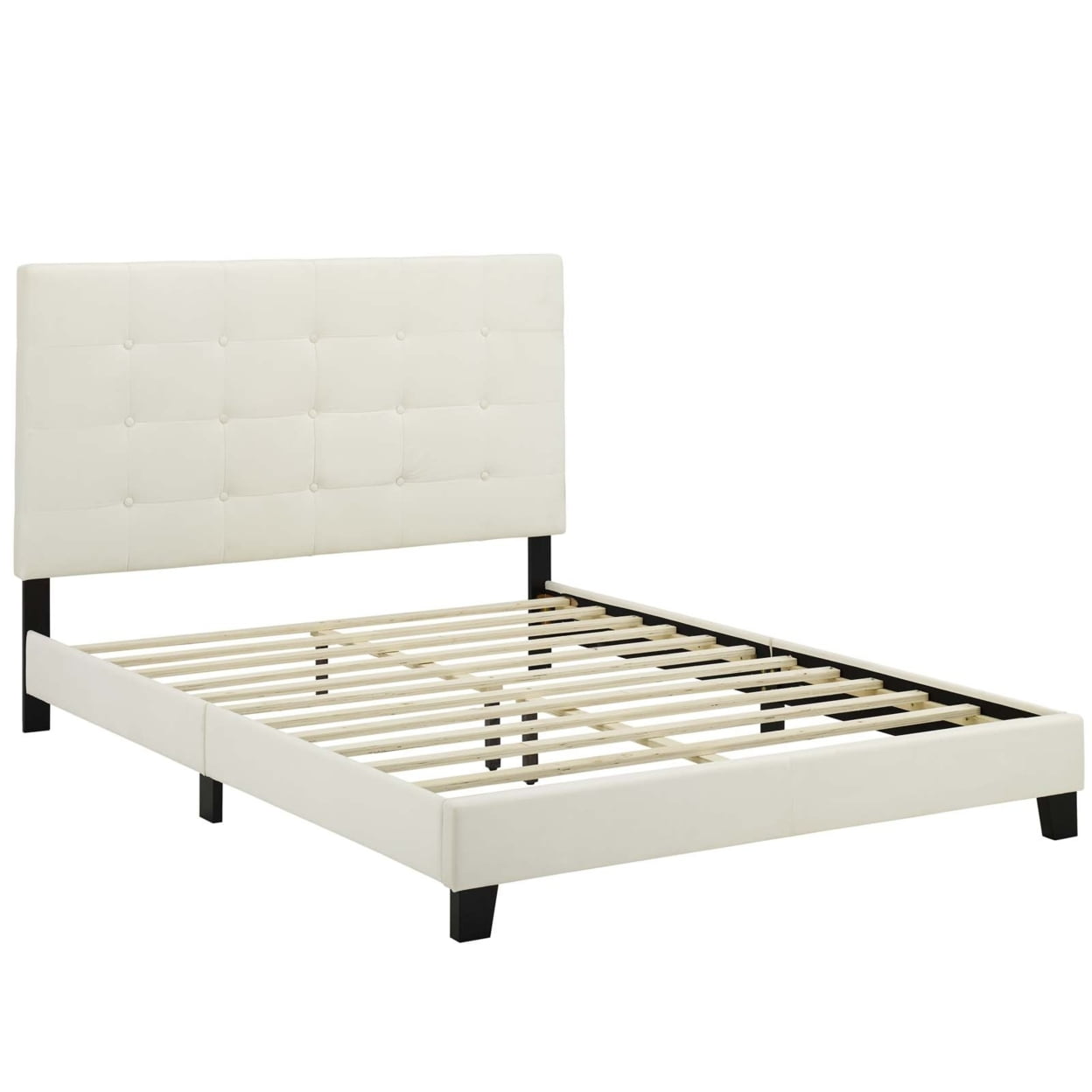 Modway Melanie Full Tufted Button Performance Velvet Platform Bed in Ivory