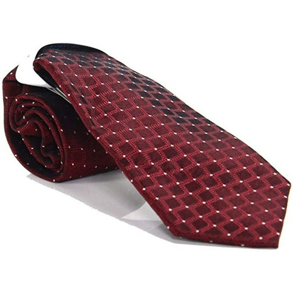 Ryan Seacrest Distinction Men’s Neck Tie Silk Geometric Sovana Grid Red