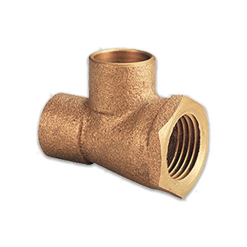 Everflow Fournitures CCFT0120-NL C X C X F Tee-Shirt en Laiton Moulé Sans Plomb avec Tasses à Souder et Branche Filetée Femelle, 1/2 Pouces