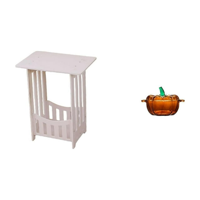 Mesita De Noche De Cristal Con Tapa En Forma De Calabaza Para Dulces. Práctica Mesa Auxiliar Para Salón, Balcón, Hotel, Cafetería O Pasillo.