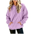 thumbnail image 2 of Women's Oversized Corduroy Hoodie, Long Sleeve Pullover Sweatshirt with Kangaroo Pocket, Casual Fall Winter Top | CSEONE,Purple S, 2 of 7