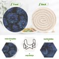 thumbnail image 2 of 6 Pcs Drink Coasters with Holder 3.94in Woven Coasters for Drinks Deep Blue Flower Coaster Set for Protection Table, 2 of 7