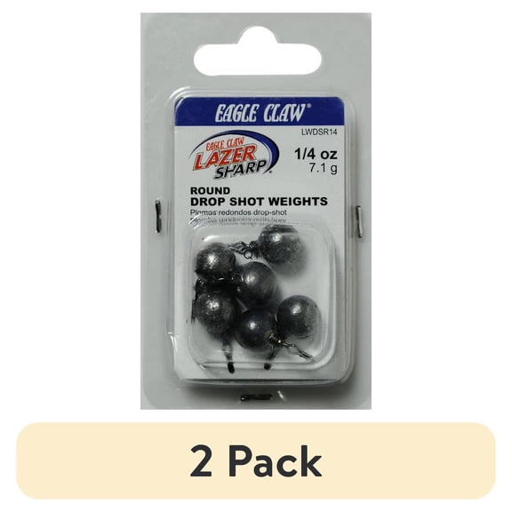 (2 pack) Eagle Claw Lazer Lead Round Drop Shot Weight, 1/4 oz
