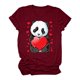 thumbnail image 4 of Camiseta estampada de manga corta con estampado de animales para mujer, cuello redondo, informal, suelta, blusas, camisas, túnicas Pompotops hkajfhjk462704, 4 of 5