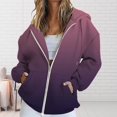 thumbnail image 2 of VISALY Womens Zip Up Hoodies Sweater Jacket Fall Jacket Oversized Pocket Sweatshirt Casual Zipper Jacket Solid Color Long Sleeve Tops Comfy Sweaters Plain Hoodie Fall Sweaters Purple Xxl, 2 of 4