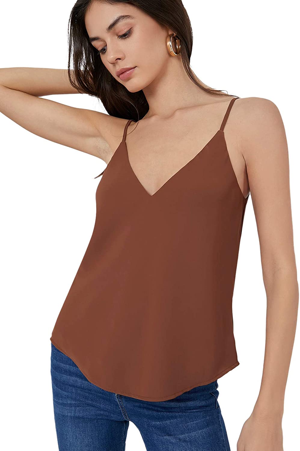 Women's Soft Solid Deep V Neck 