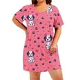 thumbnail image 2 of Lorytime Womens Vintage Nightgown Knee Length Short Sleeve Pajamas Dress Oversized Round Neck Cute Graphic Print Nightshirts Nightgowns Nightdress Soft Lounge Sleepdress Pink XL, 2 of 6