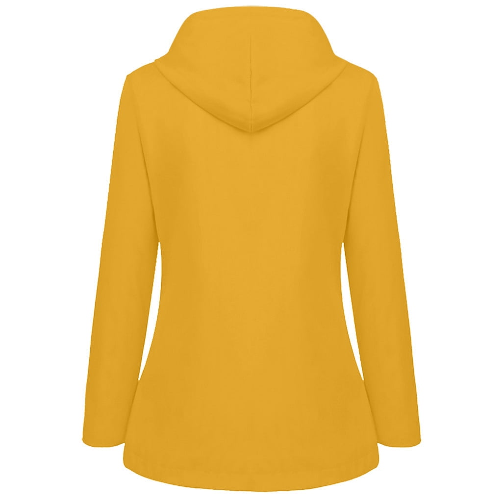 Plus Size Windbreaker Jacket for Women Lightweight Zip up Button down Drawstring Hooded Packable Coat - image 3