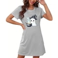 thumbnail image 2 of Tnhcen Women's Plus Size Halloween Nightgown Short Sleeve Round Neck Ghost Print Sleepwear Spooky Season Home Dress 3XL-5XL Gray, 2 of 4