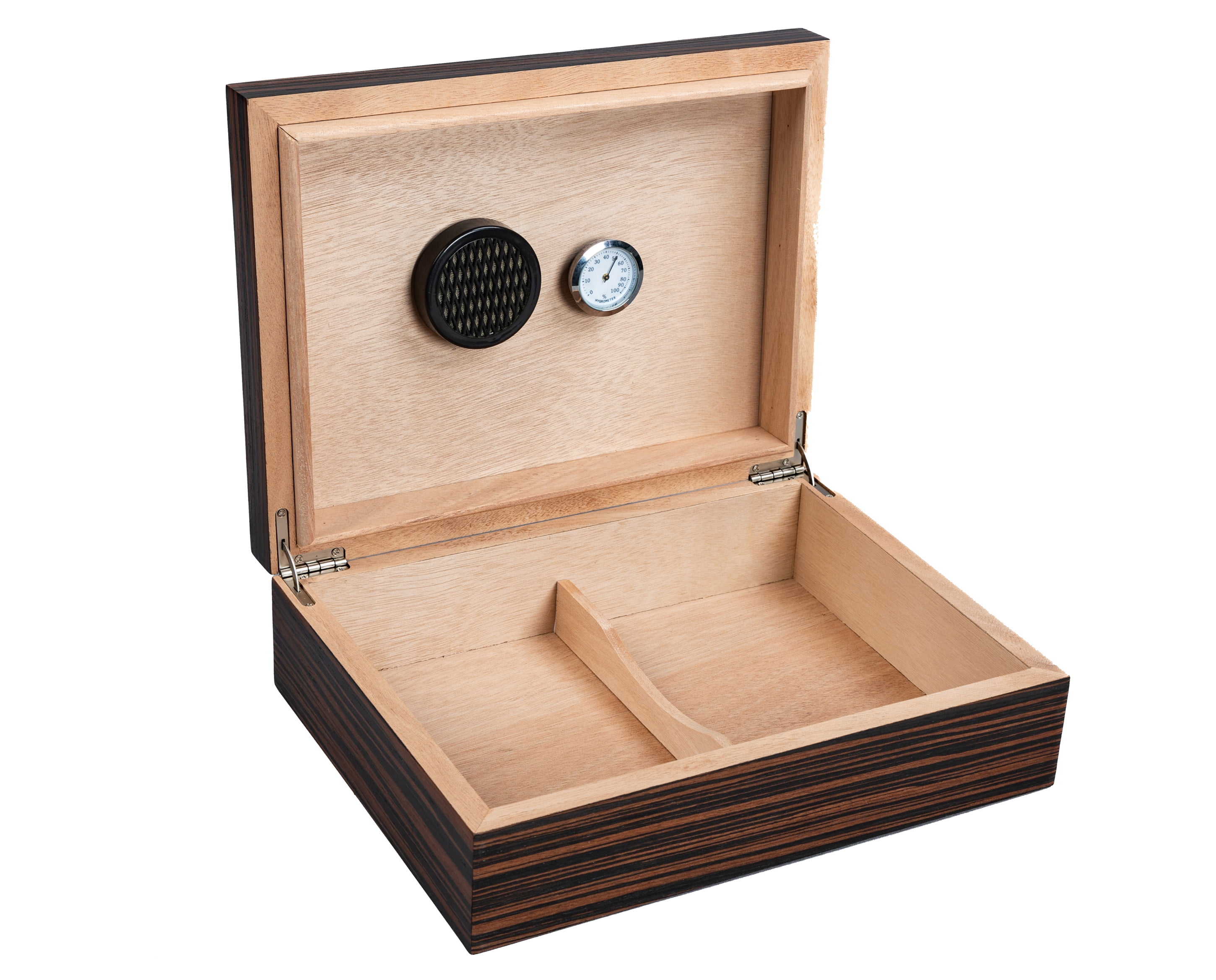 Vizcaya Low Profile Desktop Cigar Humidor - Exotic Ebony Finish - Capacity: 25 to 50
