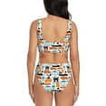thumbnail image 3 of Kdxio Industrial Transportations Print Women's 2 Piece High Waisted Wrap Spaghetti Strap Summer Swimsuit Bikini Set-Small, 3 of 7