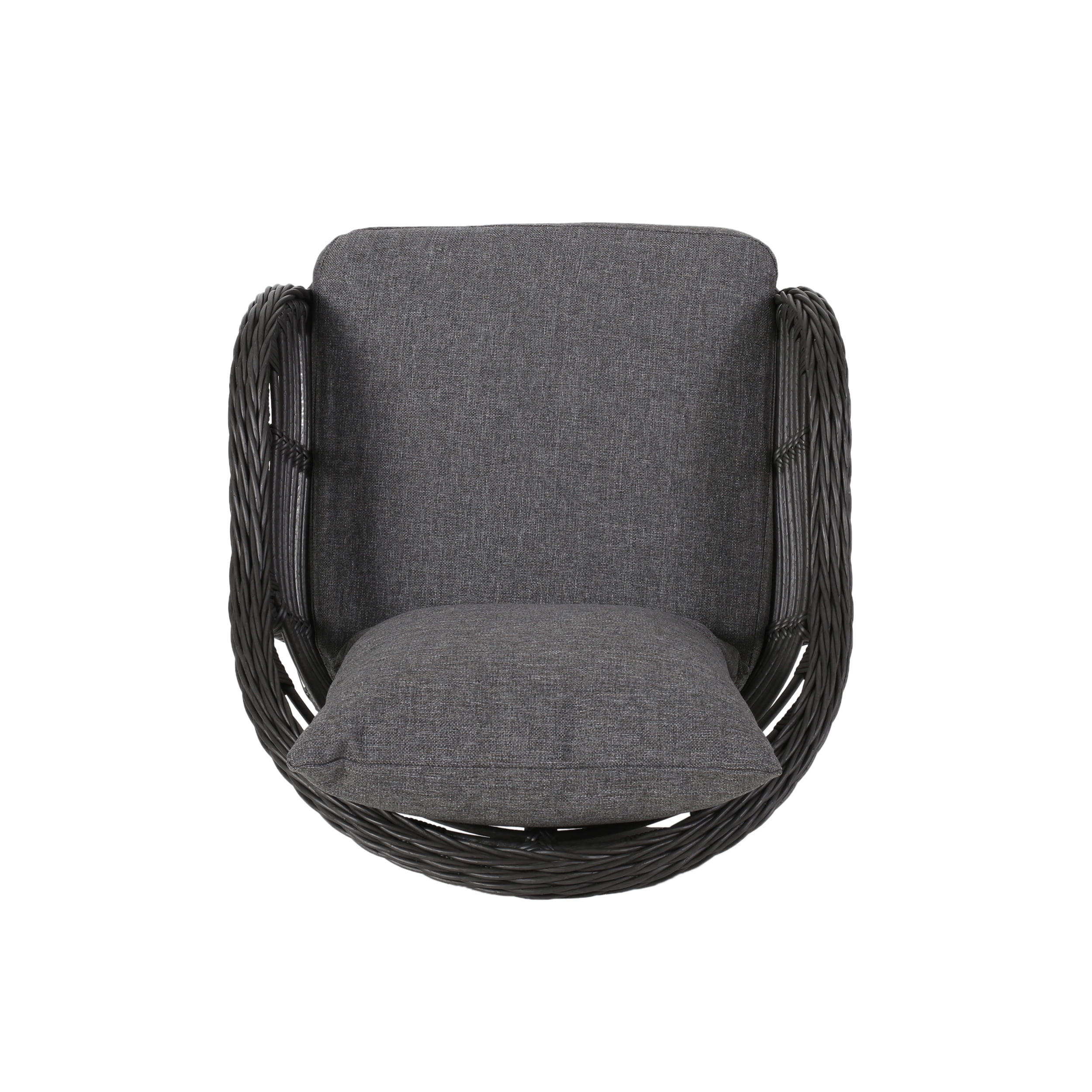 Tia Outdoor Wicker Club Chairs with Cushions, Set of 2, Gray and Dark Gray