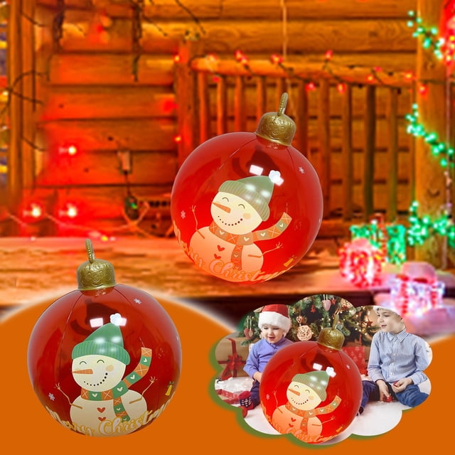 Xihbxyly Inflable Navideño para Exteriores, Bolas Navideñas de Pvc, Diseño Resistente a La Intemperie, Decoración Navideña para Jardín, Porche, 60 Cm de Diámetro, Control Remoto Incluido.
