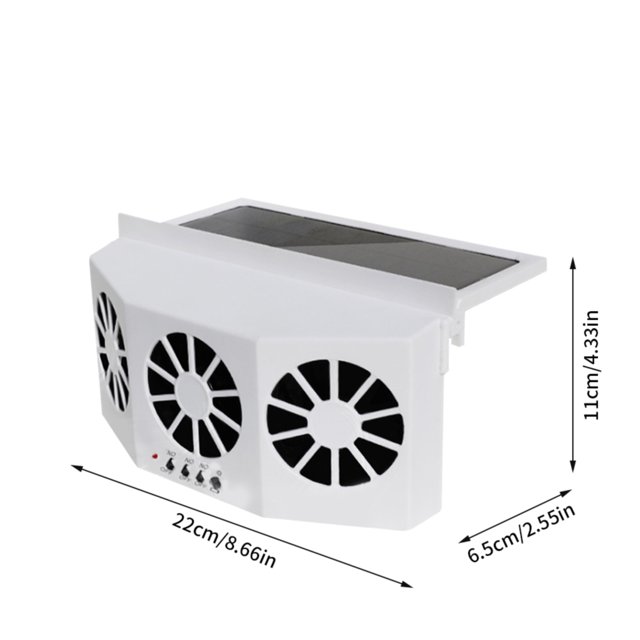 3 Hole Solar Car Exhaust Fan Embedded No Peculiar Smell Low Consumption Solar Powered Car Ventilator Front/Rear Window Radiator White