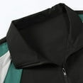 thumbnail image 2 of ZUKMRJPC Men's Patchwork Varsity Jacket Zipper Color Block Lightweight Waterproof Vintage Stand Collar Loose Windbreaker Jackets with Pocket, 2 of 6