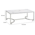 thumbnail image 5 of 46 Inch Coffee Table Faux Marble Surface Silver Finished Geometric Base, 5 of 6