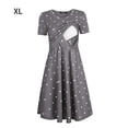 thumbnail image 3 of Sonducket Vestido de mujer Vestido de mamá de punto de manga corta de tela de alimentación de enfermería Prendas para la parte del cuerpo Gris XL, 3 of 8